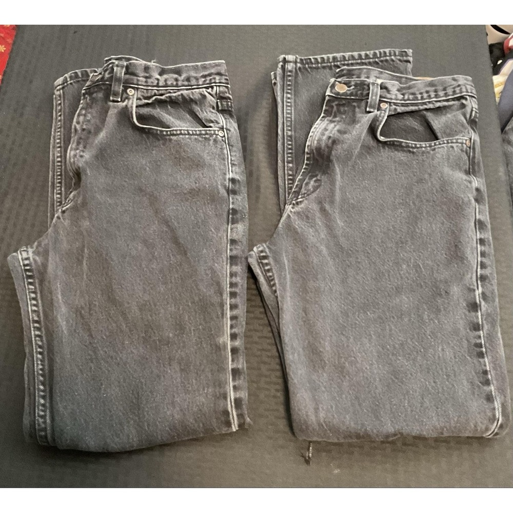 Lot 2 Kirkland Jeans Mens 32x34 Dark Gray Relaxed Straight Dark Wash Work Pants